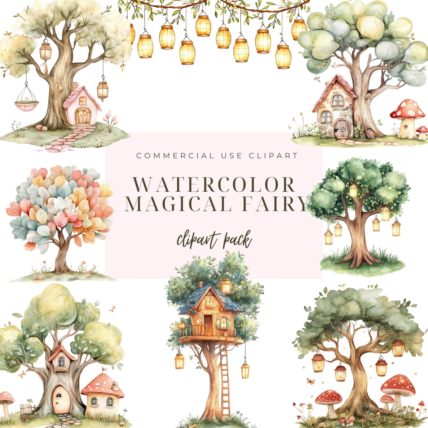 Watercolor fairy garden clipart, Cute fairy clipart, whimsical fairy clipart,Fairy garden clipart,Enchanted forest clipart,Instant Download.