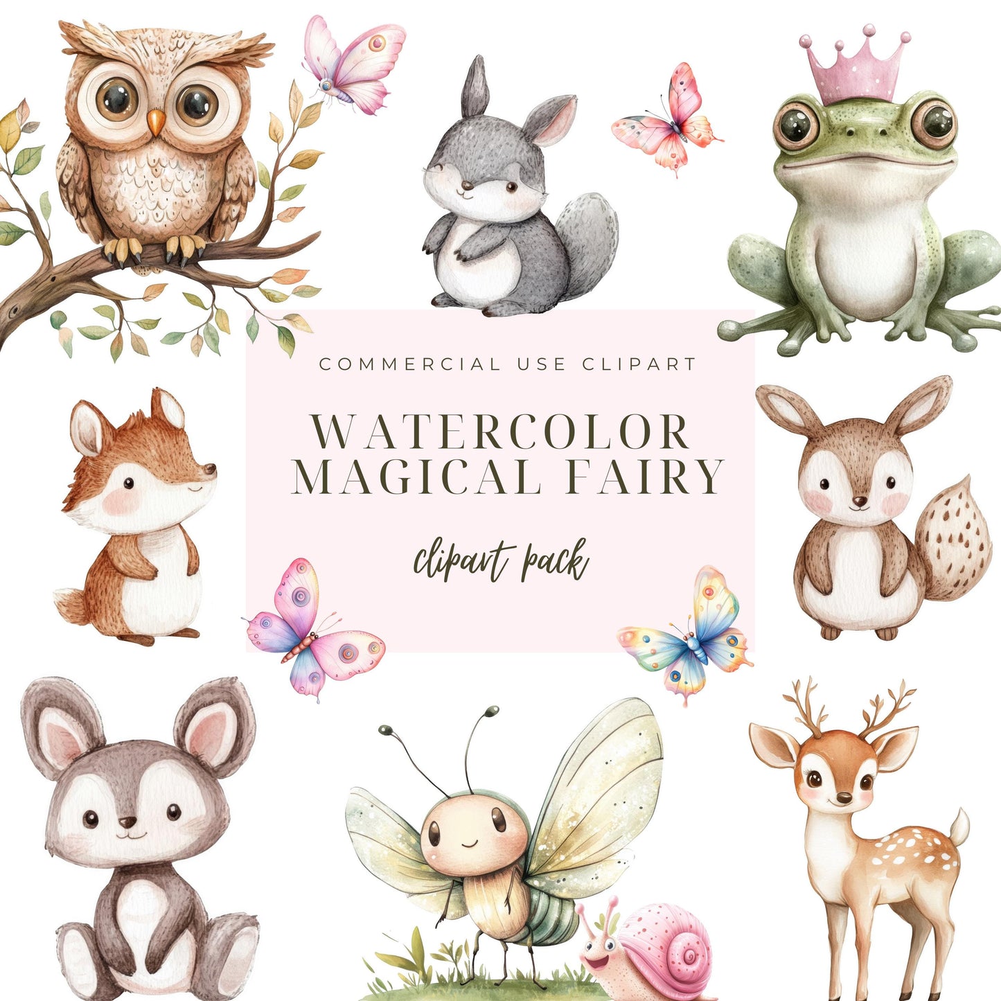 Watercolor fairy garden clipart, Cute fairy clipart, whimsical fairy clipart,Fairy garden clipart,Enchanted forest clipart,Instant Download.