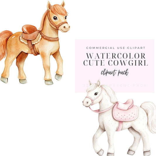 Cute Cowgirl Clipart, Baby Girl Clipart, Watercolor Cowgirl, Western Clipart, Watercolor Clipart, Wild West Clipart. Instant download.