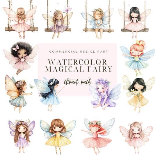 Watercolor fairy garden clipart, Cute fairy clipart, whimsical fairy clipart,Fairy garden clipart,Enchanted forest clipart,Instant Download.