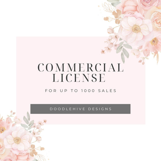 Commercial License for One listing, for up to 1000 sales, Digital file.